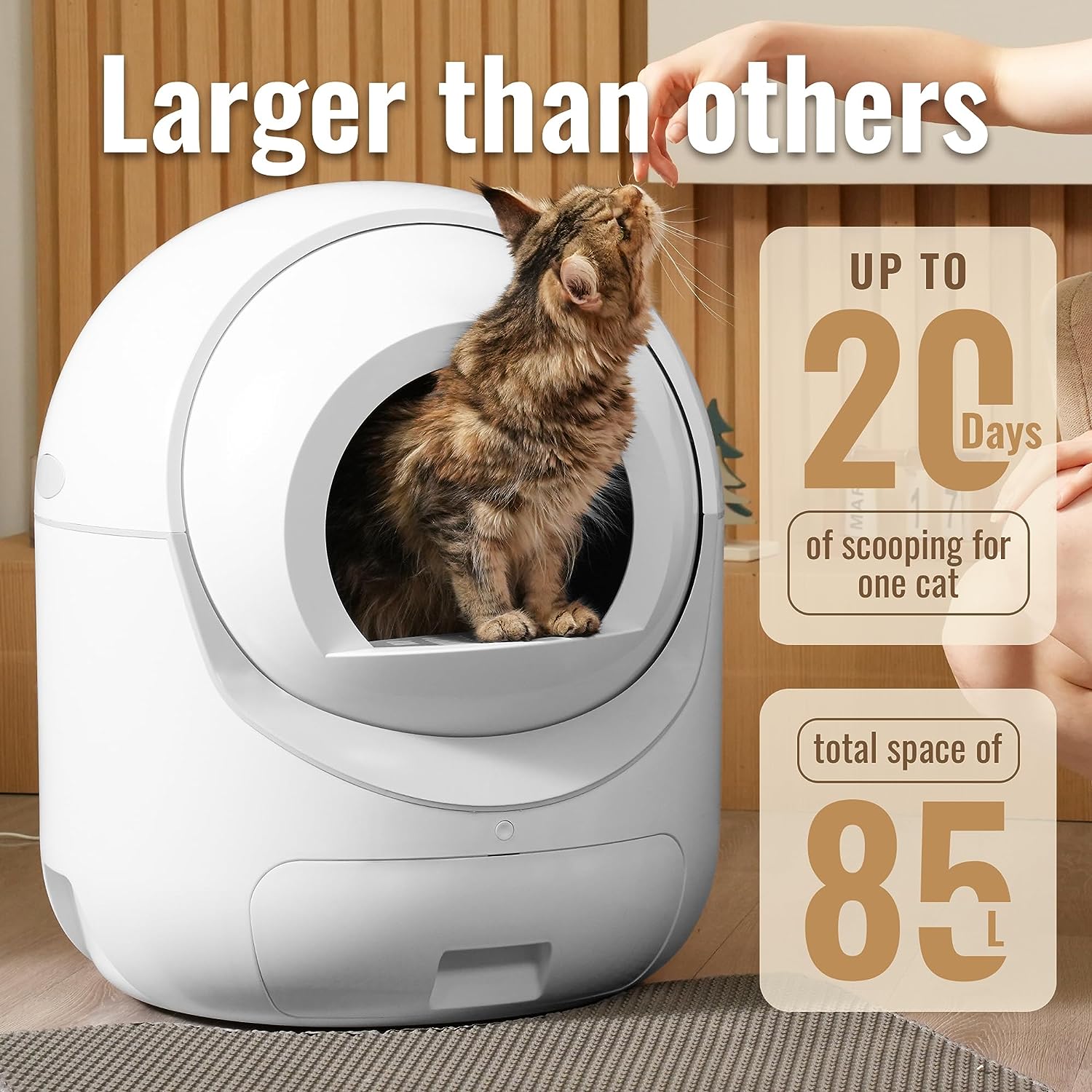 Self Cleaning Cat Litter Box - Anti-Pinch/Odor-Removal Design Automatic Cat Litter Box, Extra Large for Multiple Cats, All Litter Can Use, Easy Clean, with Garbage Bags/Mats, Smart App Control
